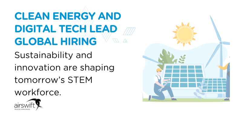 Clean energy & digital tech lead global hiring